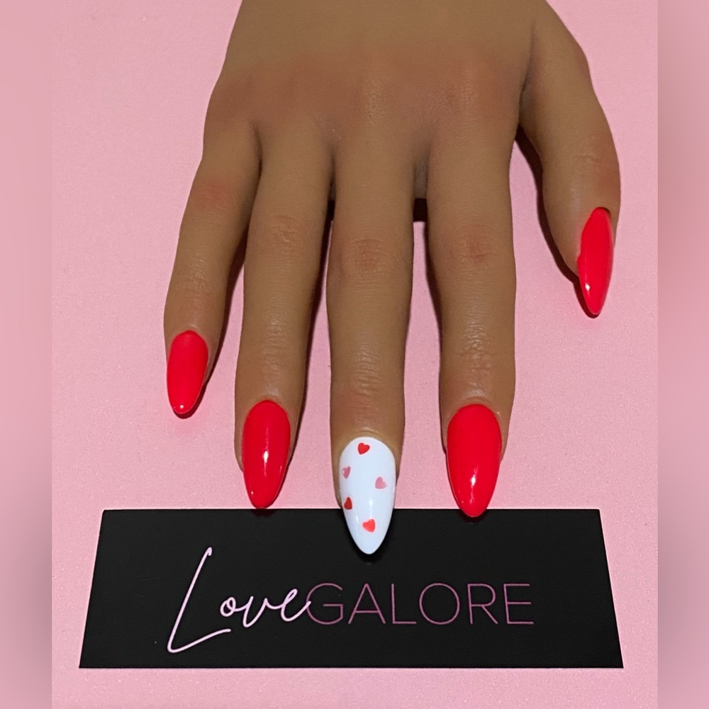 Handcrafted Press ons Glow in dark Red Medium Almond - Love Galore